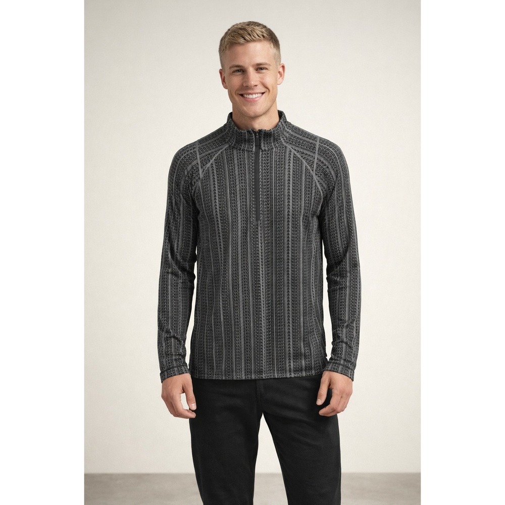 SAXX Viewfinder Half-Zip Mens Medium M Gray Merino Wool Blend Base Layer